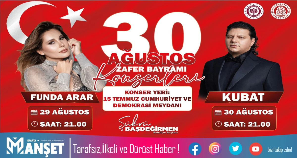 30 AĞUSTOS ZAFER BAYRAMI COŞKUSU FUNDA ARAR VE KUBAT&rsquo;LA YAŞANACAK