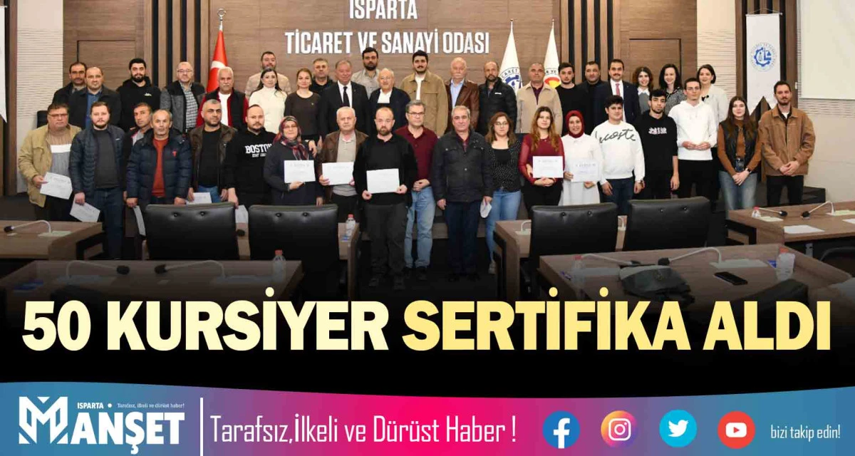 50 KURSİYER SERTİFİKA ALDI