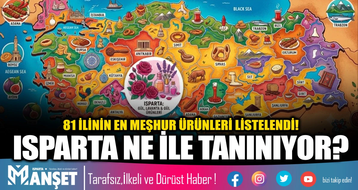 81 İLİNİN EN MEŞHUR &Uuml;R&Uuml;NLERİ LİSTELENDİ! ISPARTA NE İLE TANINIYOR?