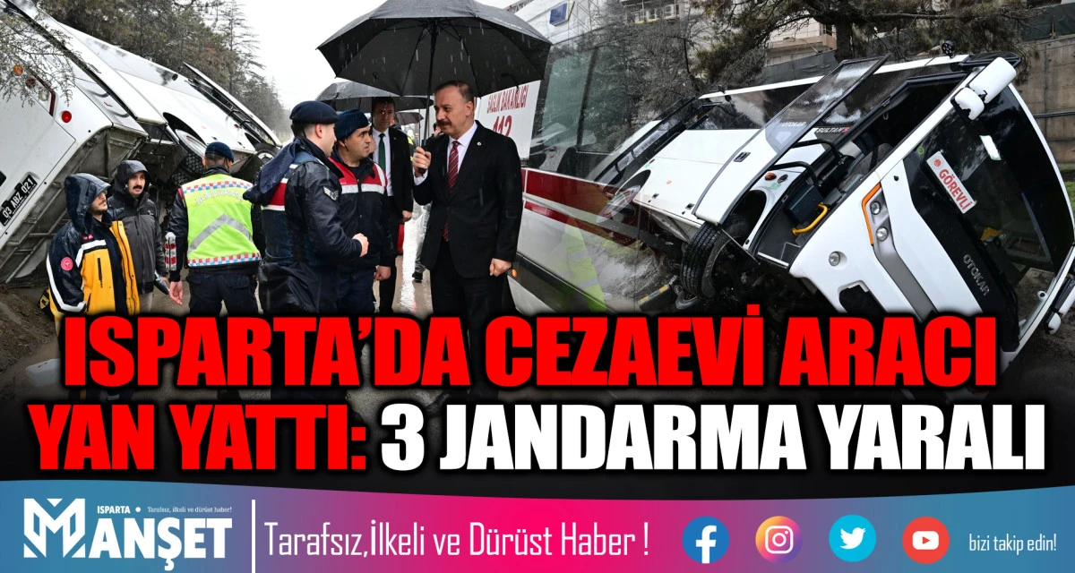 Cezaevi Nakil Aracı Kaygan Yolda Devrildi