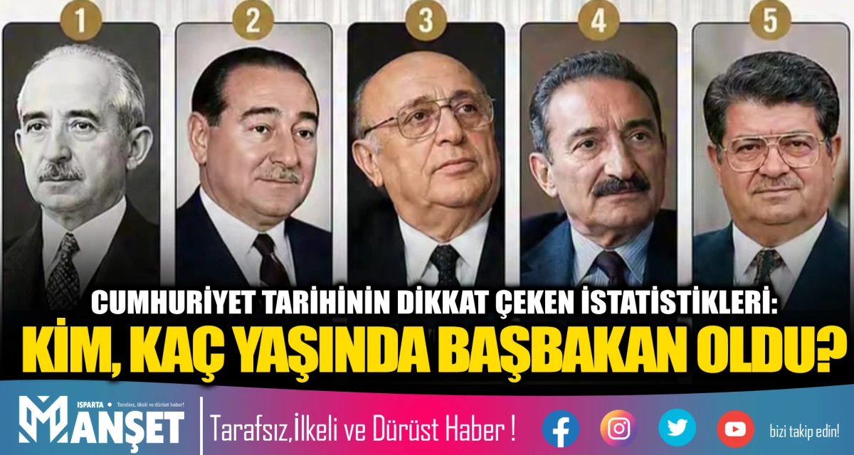 CUMHURİYET TARİHİNİN DİKKAT &Ccedil;EKEN İSTATİSTİKLERİ: KİM, KA&Ccedil; YAŞINDA BAŞBAKAN OLDU?