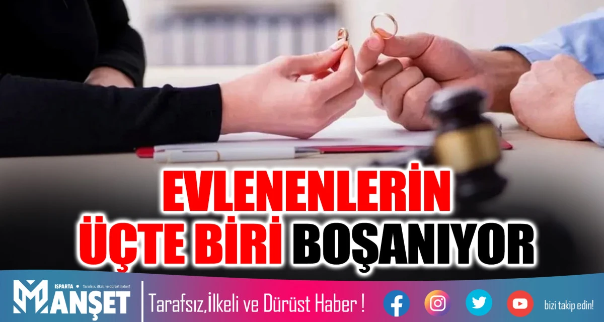 EVLENENLERİN &Uuml;&Ccedil;TE BİRİ BOŞANIYOR