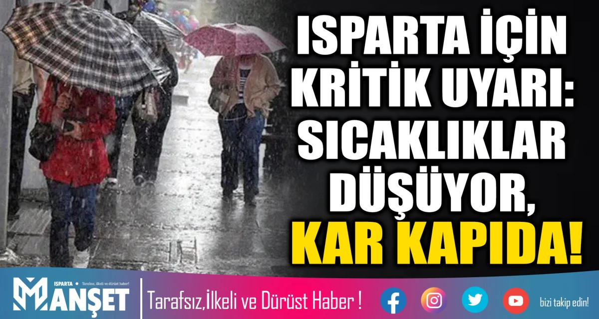ISPARTA İ&Ccedil;İN KRİTİK UYARI: SICAKLIKLAR D&Uuml;Ş&Uuml;YOR, KAR KAPIDA!
