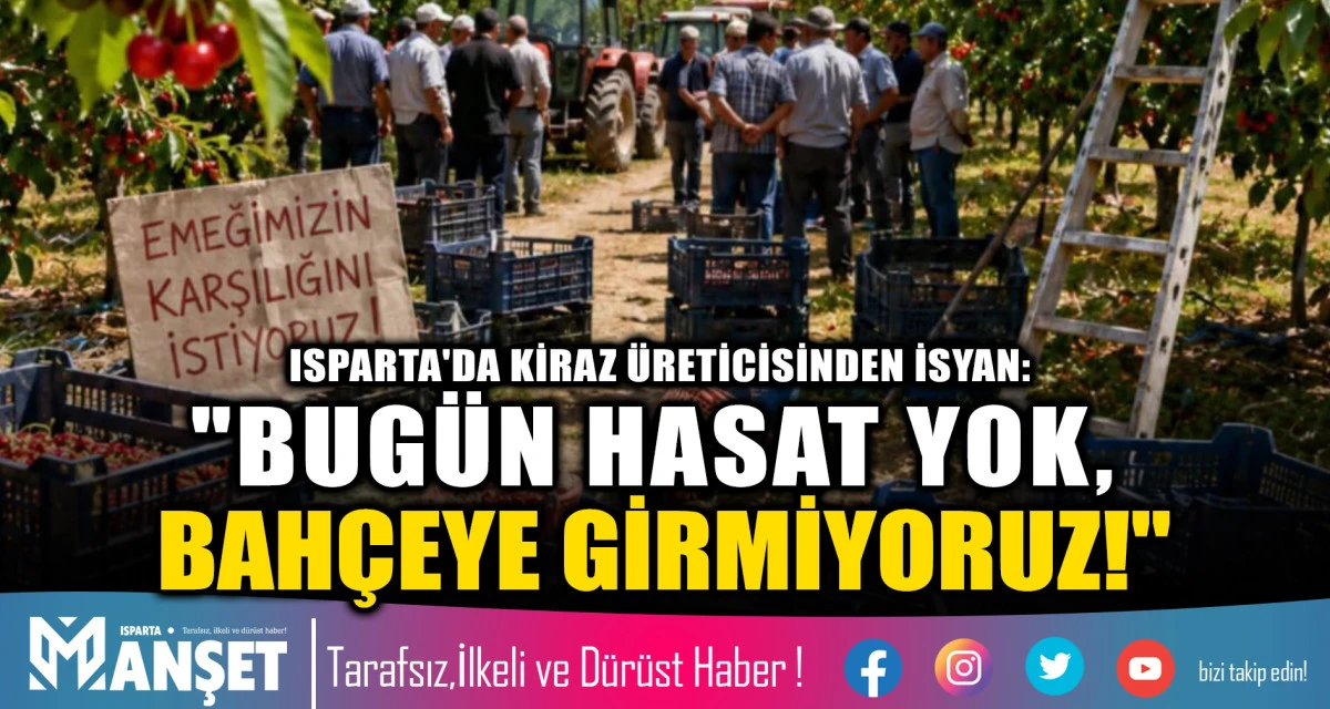 ISPARTA'DA KİRAZ &Uuml;RETİCİSİNDEN İSYAN: "BUG&Uuml;N HASAT YOK, BAH&Ccedil;EYE GİRMİYORUZ!"