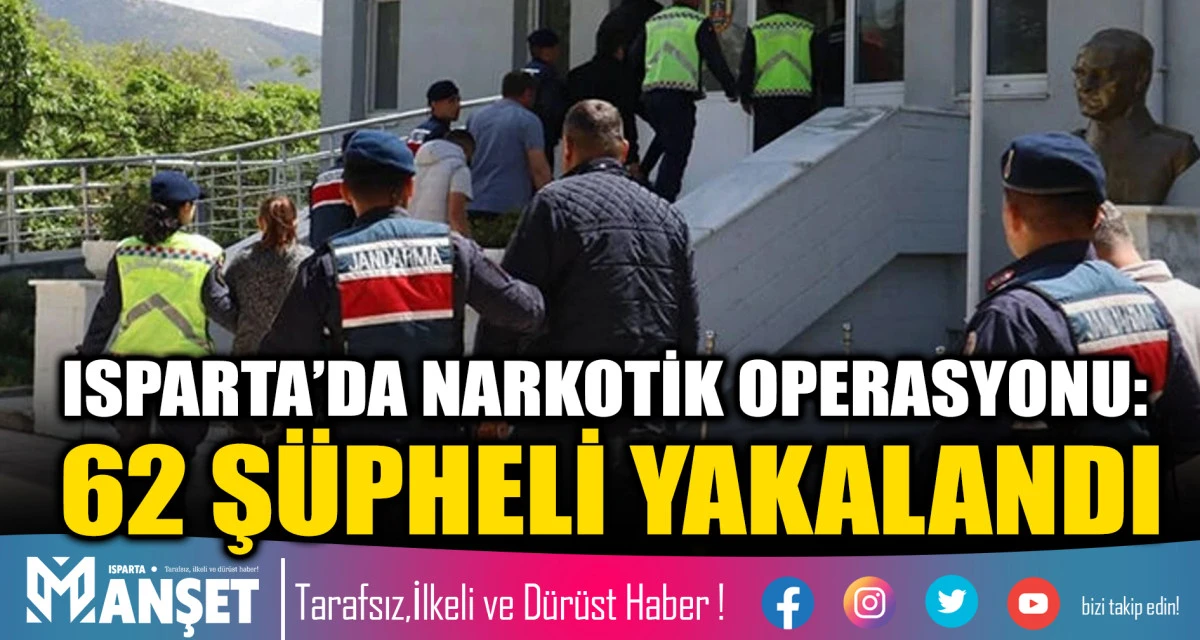 Isparta&rsquo;da Narkotik Operasyonu: 62 Ş&uuml;pheli Yakalandı