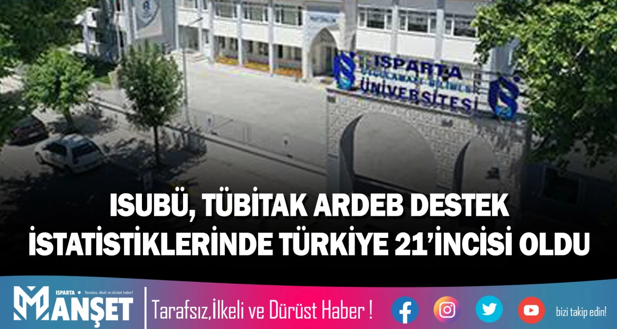 ISUB&Uuml;, T&Uuml;BİTAK ARDEB DESTEK İSTATİSTİKLERİNDE T&Uuml;RKİYE 21&rsquo;İNCİSİ OLDU