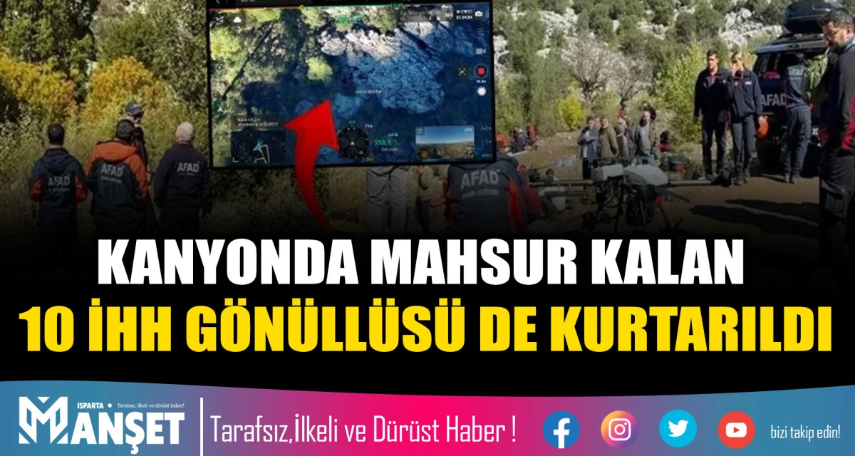 KANYONDA MAHSUR KALAN 10 İHH G&Ouml;N&Uuml;LL&Uuml;S&Uuml; DE KURTARILDI