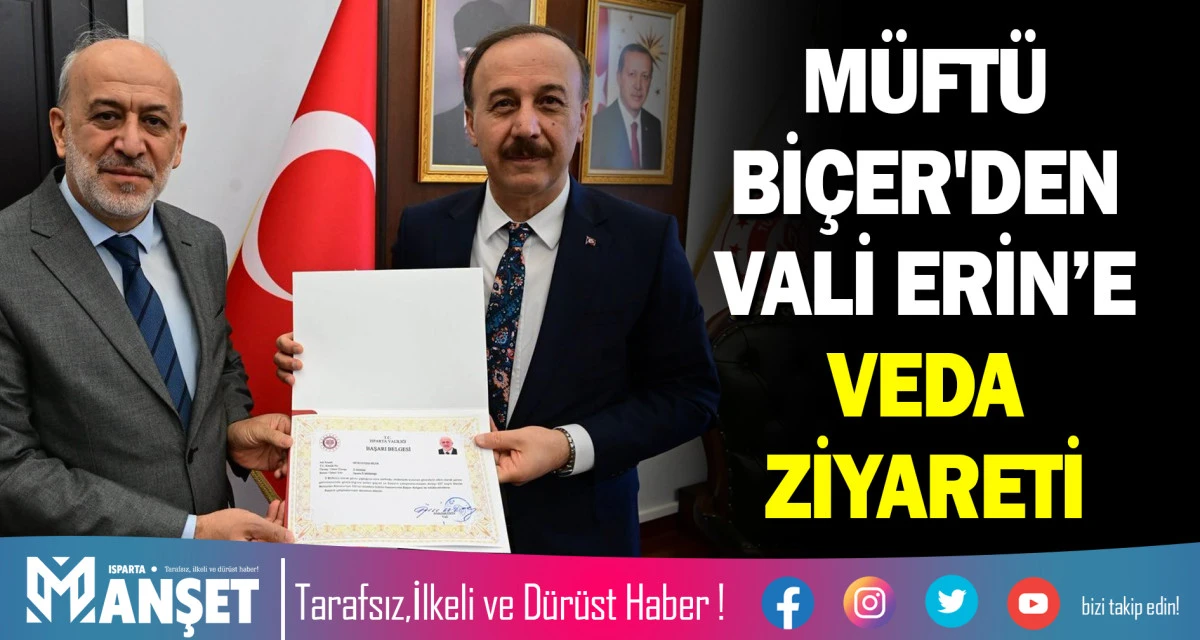 KARAMAN&rsquo;A ATANAN M&Uuml;FT&Uuml; Bİ&Ccedil;ER'DEN VALİ ERİN&rsquo;E VEDA ZİYARETİ