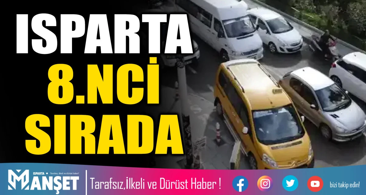 KİŞİ BAŞINA D&Uuml;ŞEN OTOMOBİL SAYISINDA: ISPARTA 8.NCİ SIRADA
