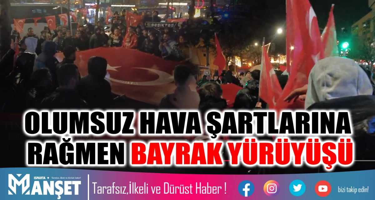 OLUMSUZ HAVA ŞARTLARINA RAĞMEN BAYRAK Y&Uuml;R&Uuml;Y&Uuml;Ş&Uuml;