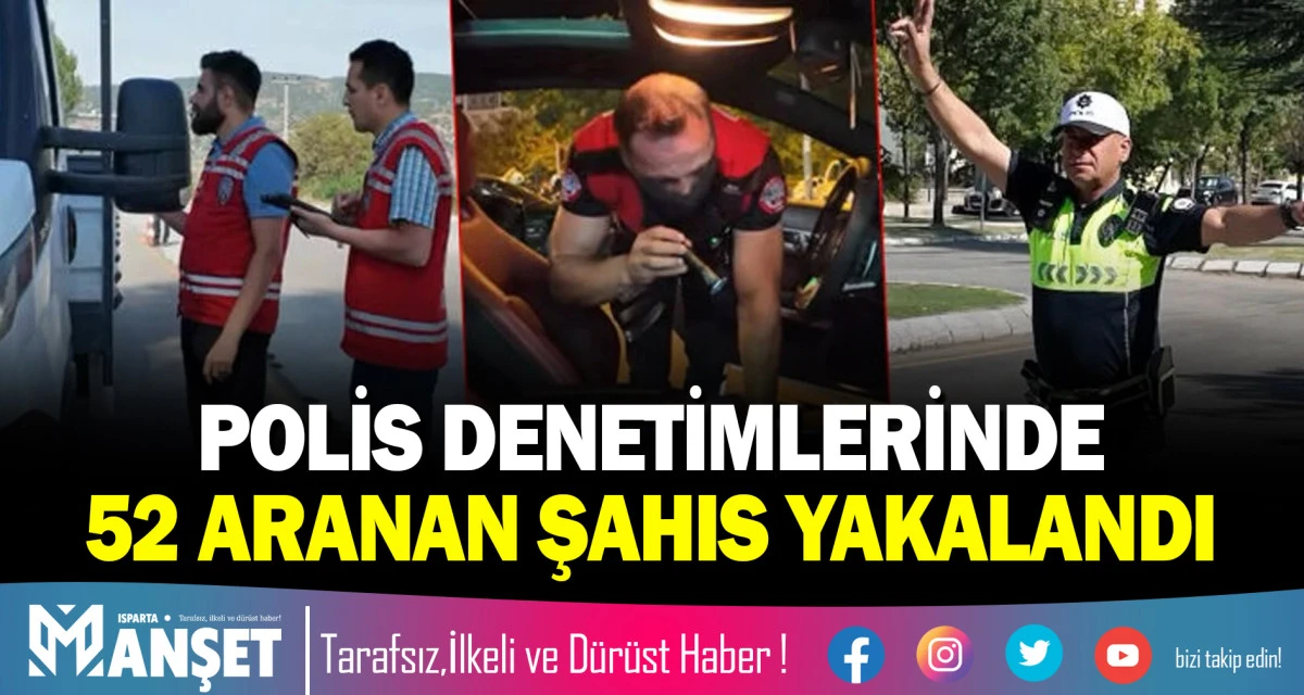 POLİS DENETİMLERİNDE 52 ARANAN ŞAHIS YAKALANDI
