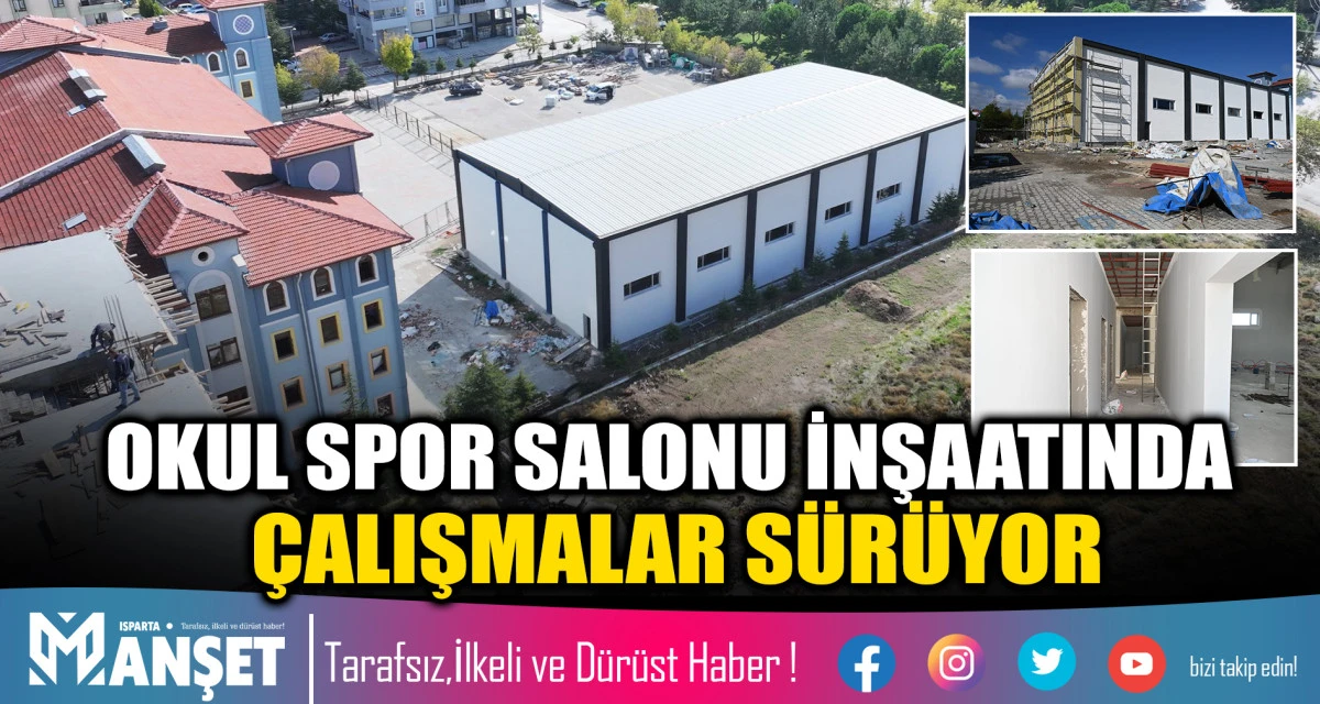 Şehit Mustafa G&ouml;z&uuml;tok Ortaokulu Kapalı Spor Salonu inşaatında &ccedil;alışmalar devam ediyor